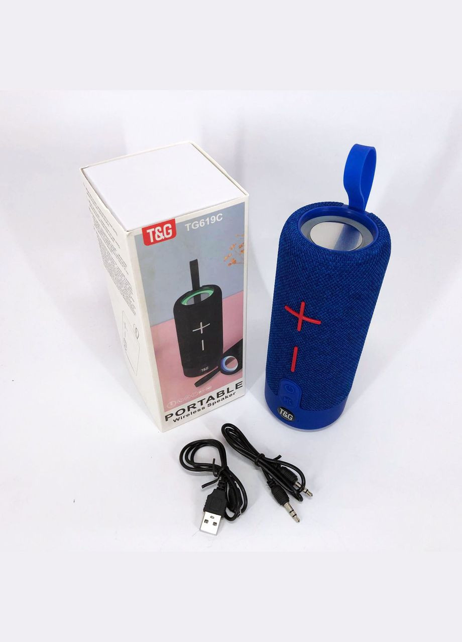 Портативна Bluetooth колонка TG619C FM-радіо USB/TF з ремінцем, блютуз колонка з підсвічуванням. Колір: синій No Brand (359474712)