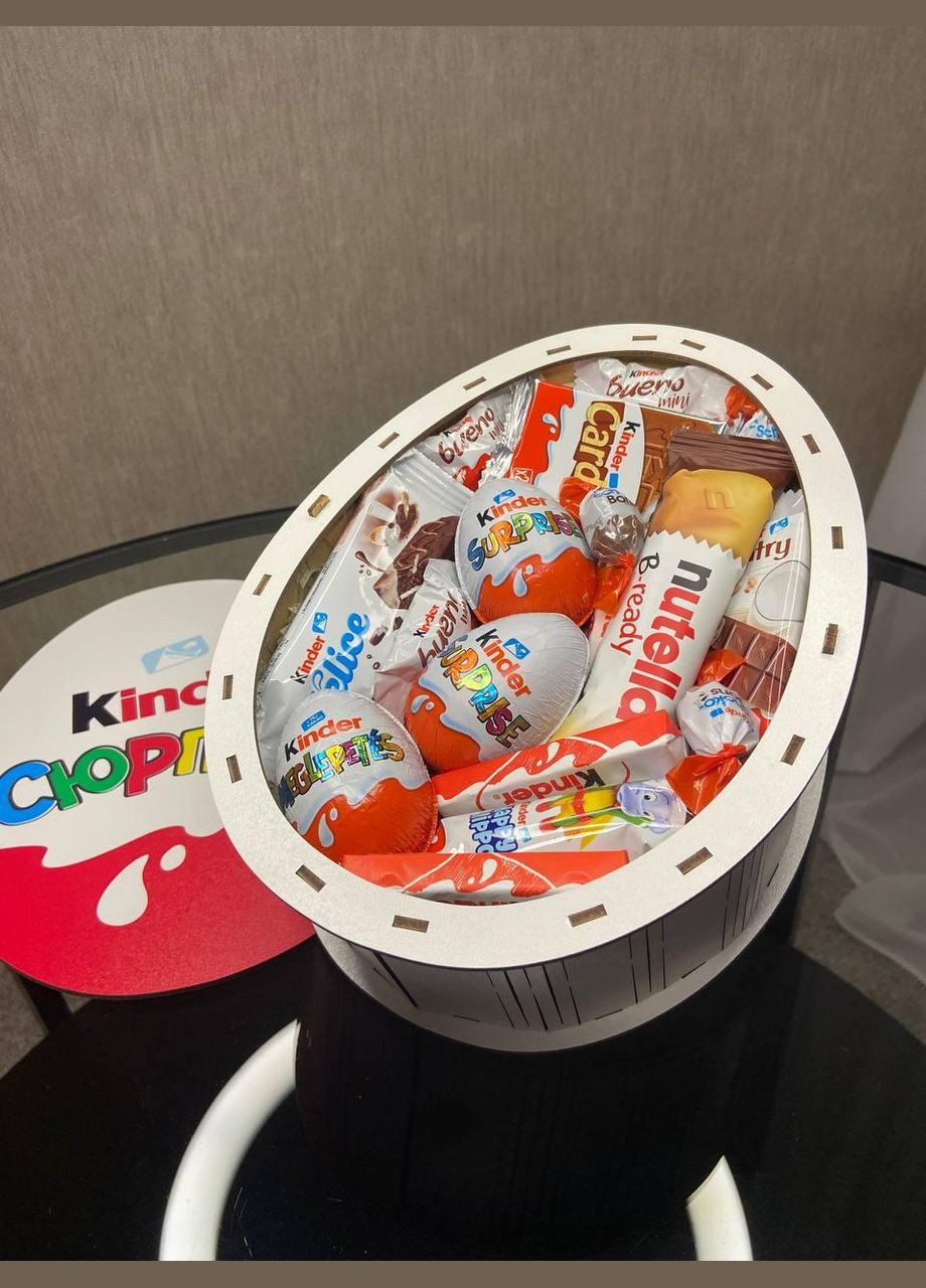 Подарунковий Кіндер-бокс « Surprise» | Набір солодощів у дерев’яній коробці Kinder (340489874)