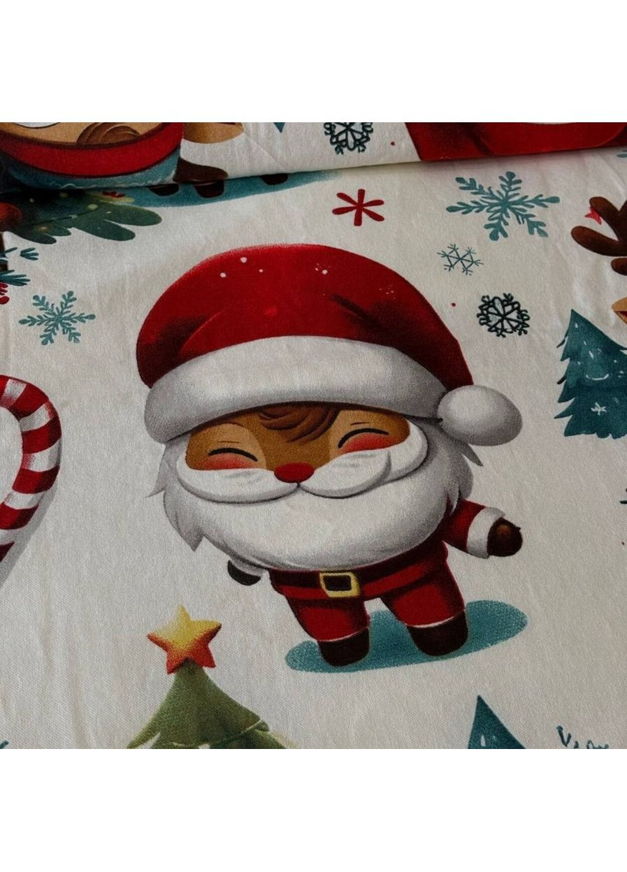 Постільна білизна двоспальна біла новорічна Різдвяні олені Фланель Байка 954708 Ananasko (361079917)