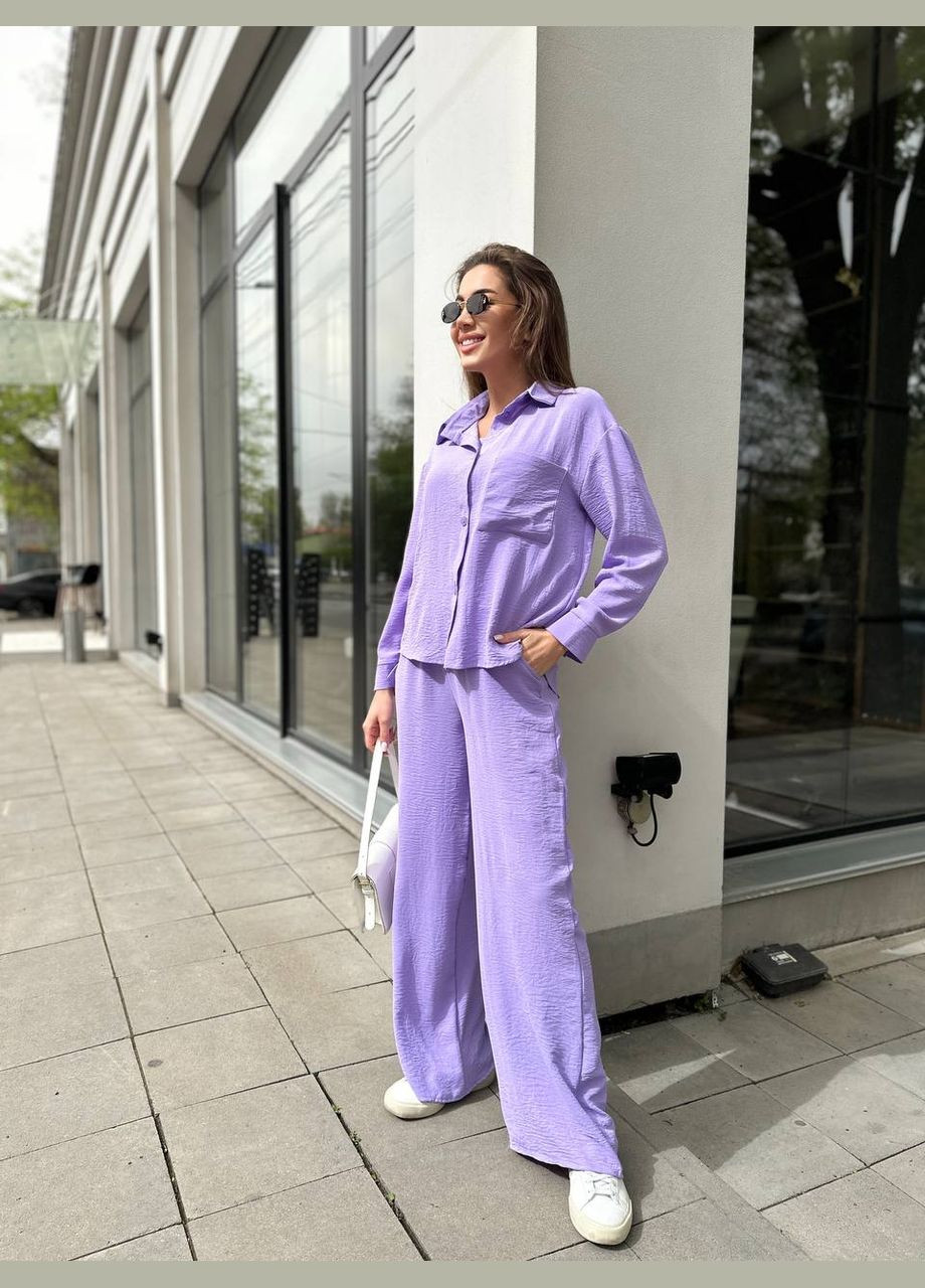 Лавандовий літній костюм трійка No Brand 683-3 (337096895)