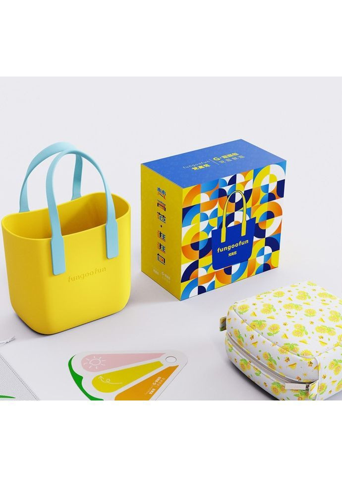 Женская каучуковая сумка-шопер с косметичкой Fungoofun EVA, водостойкая, набор 2в1, жетлая More (369156986)
