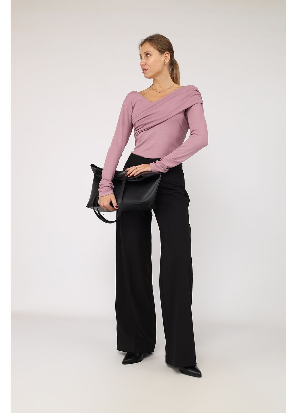 Футболка з довгим рукавом жіноча колір пудровий ЦБ-00284479 Yuki - (362895775)