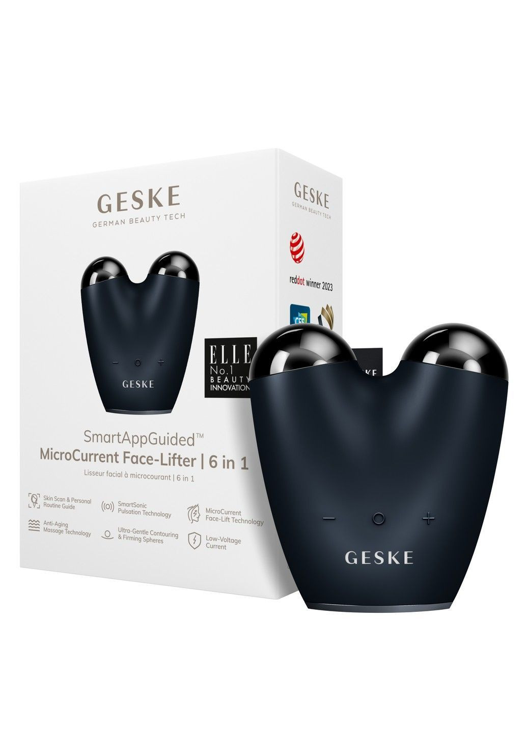 Мікрострумовий підтягувач шкіри обличчя MicroCurrent Face-Lifter 6в1 black GESKE (362567558)