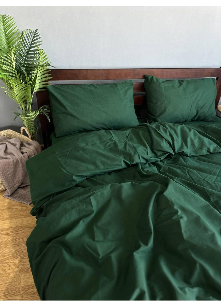 Постельное белье хлопковое Однотонная Евро 200 x 220 Бязь Изумруд 50 х 70 No Brand (352200486)