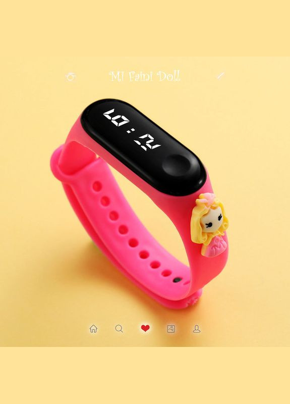 Детские сенсорные электронные часы с 3Д браслетом водонепроницаемые с куклойпринцессой Алиса Малиновый PRC (262890101)