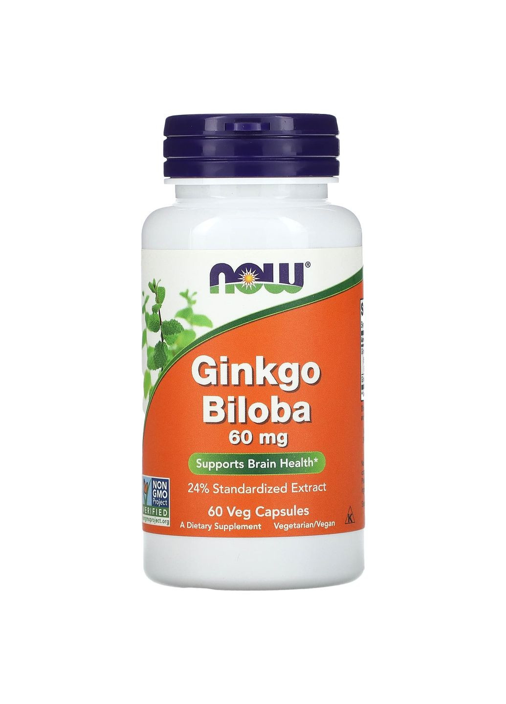 Гінкго білоба, Ginkgo Biloba,, 60 мг, 60 вегетаріанських капсул Now Foods (367986767)