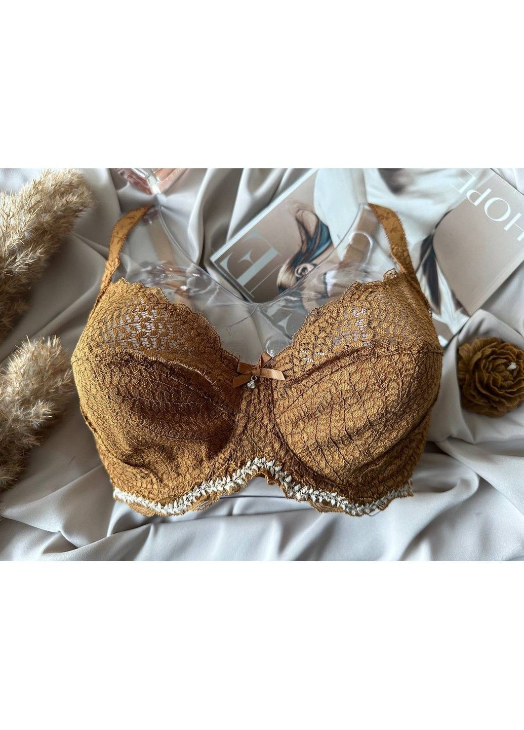 Коричневий коричневий мереживний бюстгальтер без поролону Lanny Mode