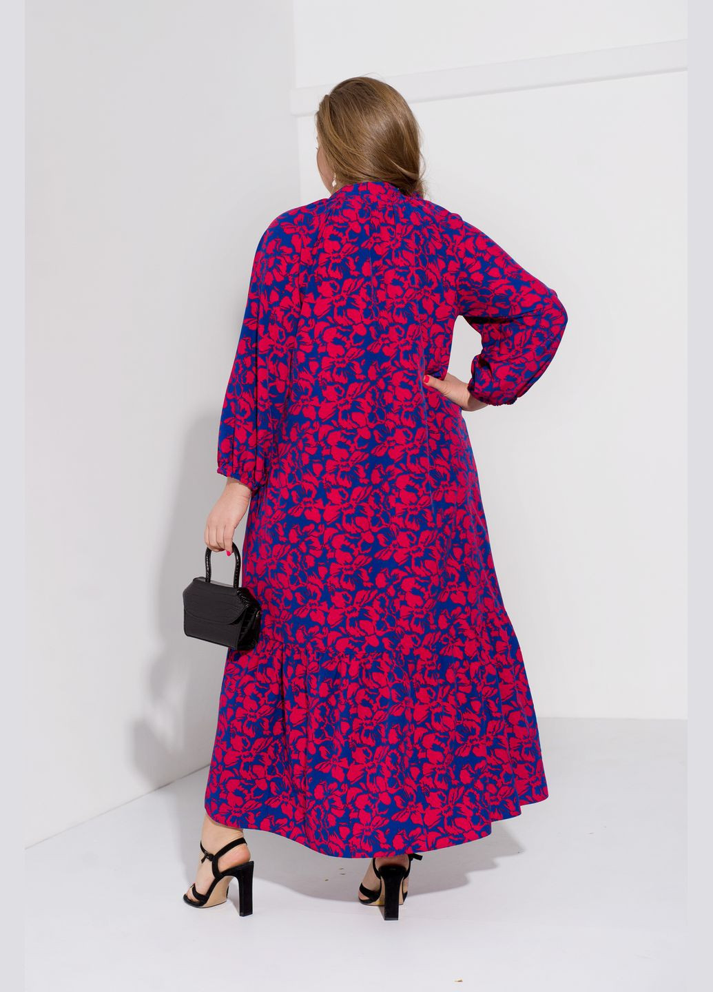 Розовое кэжуал, повседневный трендовое платье колокол No Brand с цветочным принтом