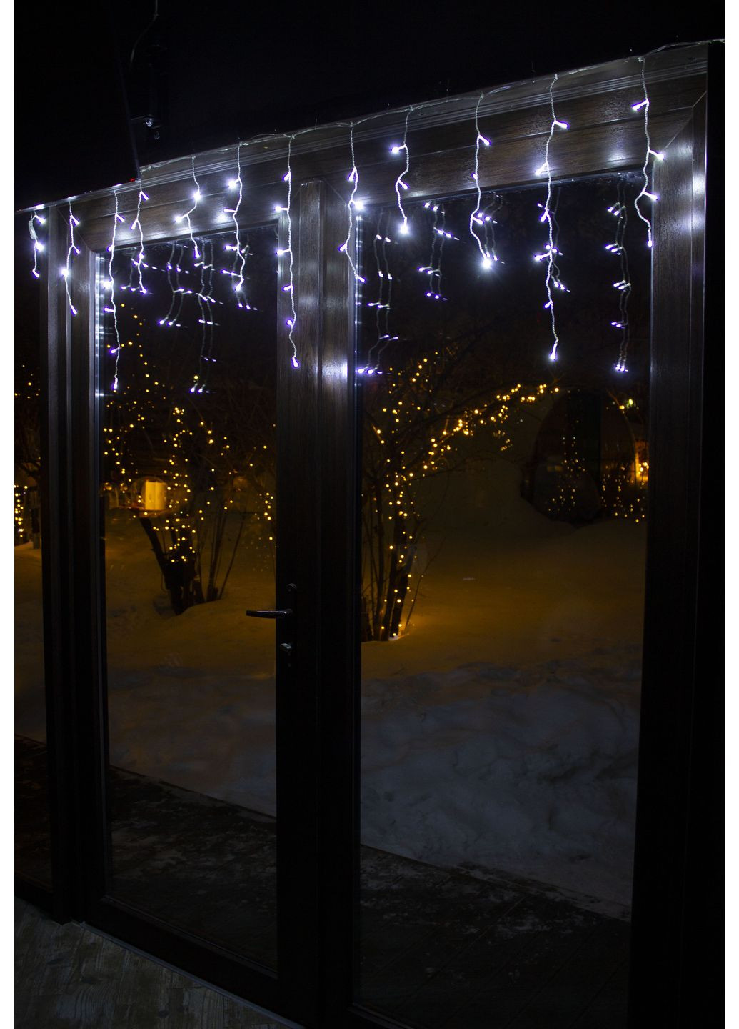 Светодиодная гирлянда Бахрома на окно Белая 1,8 х 0,6 х 0,4 х 0,3 м 51 LED от сети прозрачный провод Laplandia (314893415)