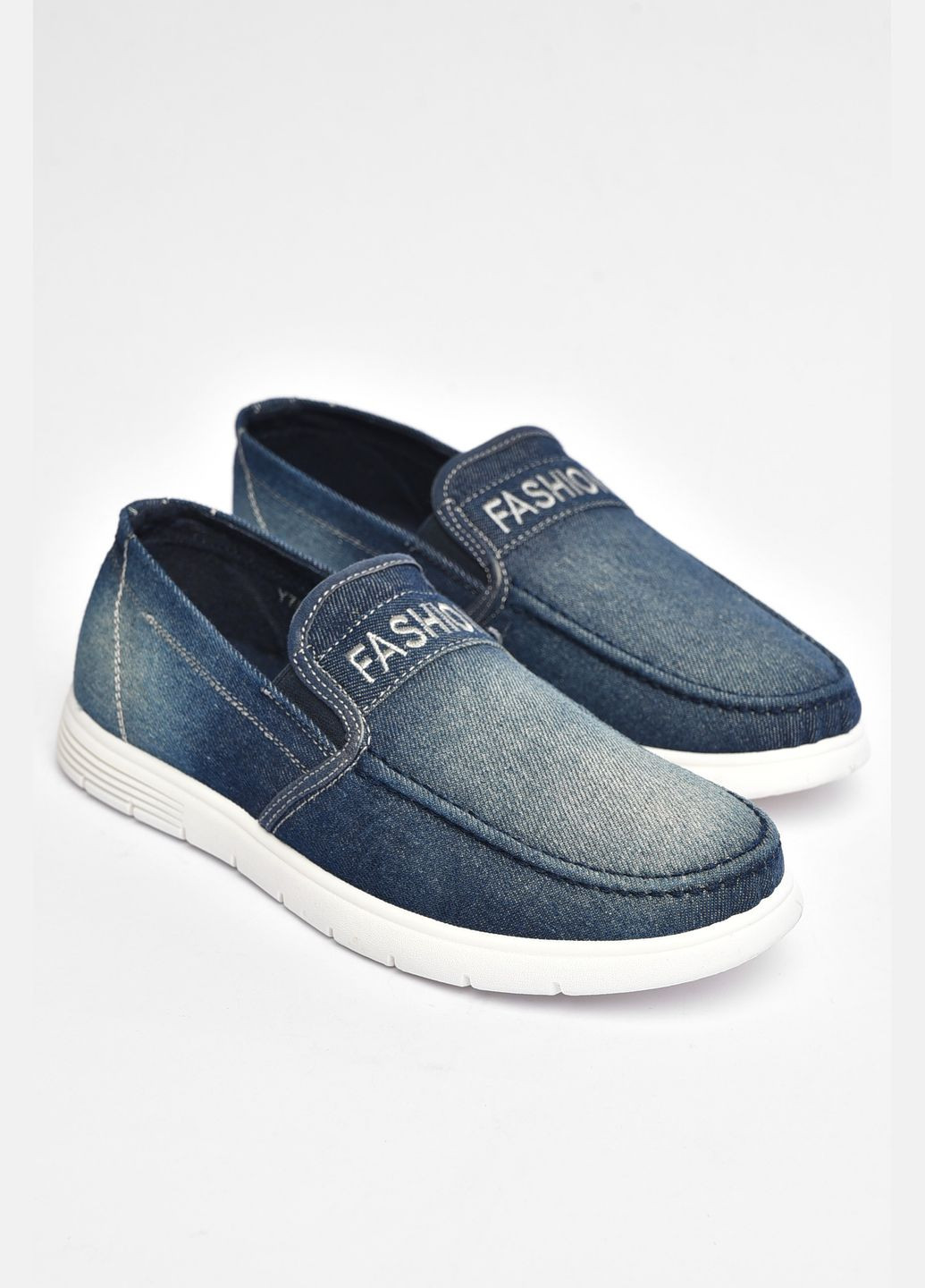 Голубые мокасины мужские голубого цвета текстиль Let's Shop