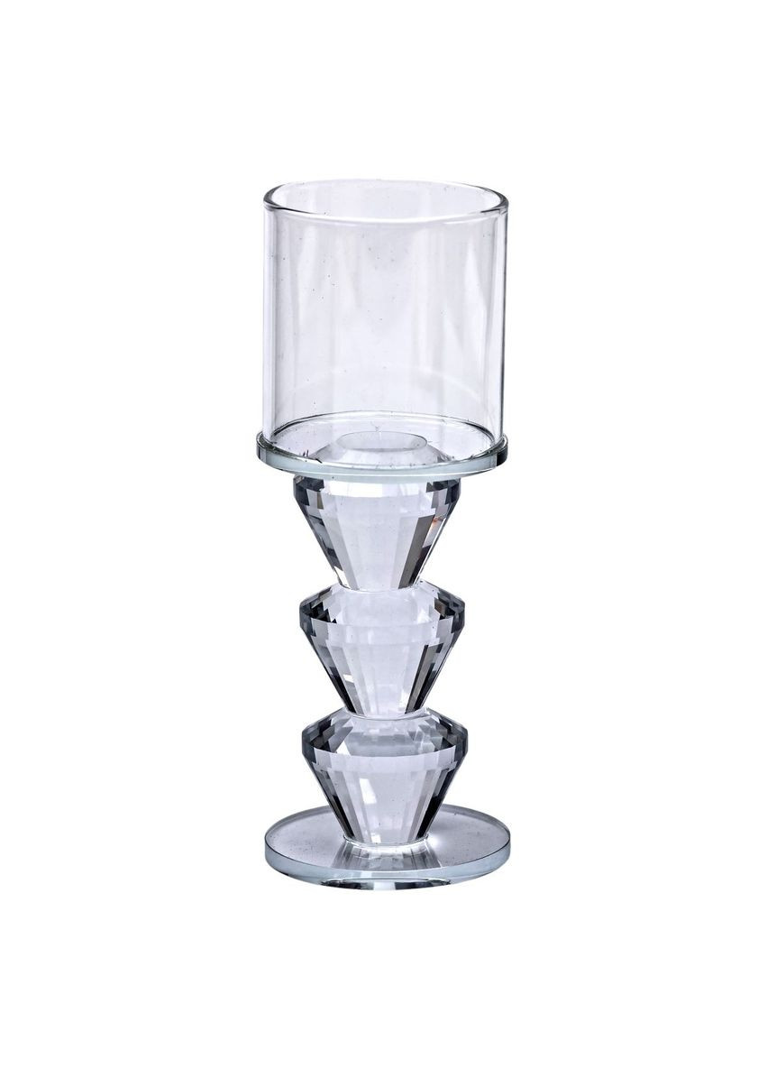Свічник скляний прозорий 6*16,5 см для однієї свічки декор на ніжці для романтичної вечері ProDobro (364190403)