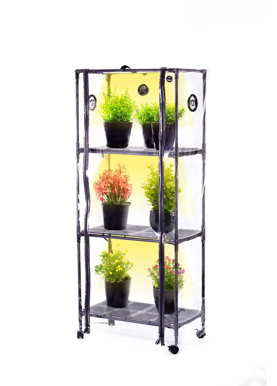Мини теплица с фито светом для дома Sezam Black Strong на колесиках + 3 вентилятора Metaplant (346535004)