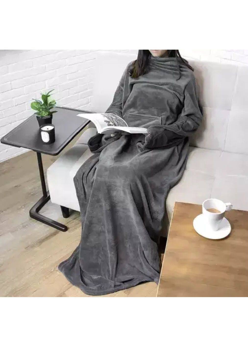 Плед ковдра светр халат світшот толстовка з рукавами кишенею великий універсальний розмір 180х210 см (477958-Prob) Unbranded (301406770)