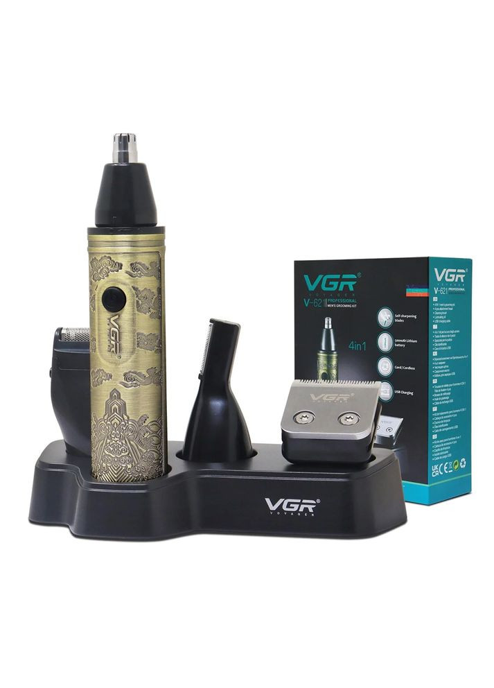 Триммер 4 в 1 V-621, 4 насадки - триммер, шейвер, триммер для носа, триммер для тела, Box VGR (371388425)