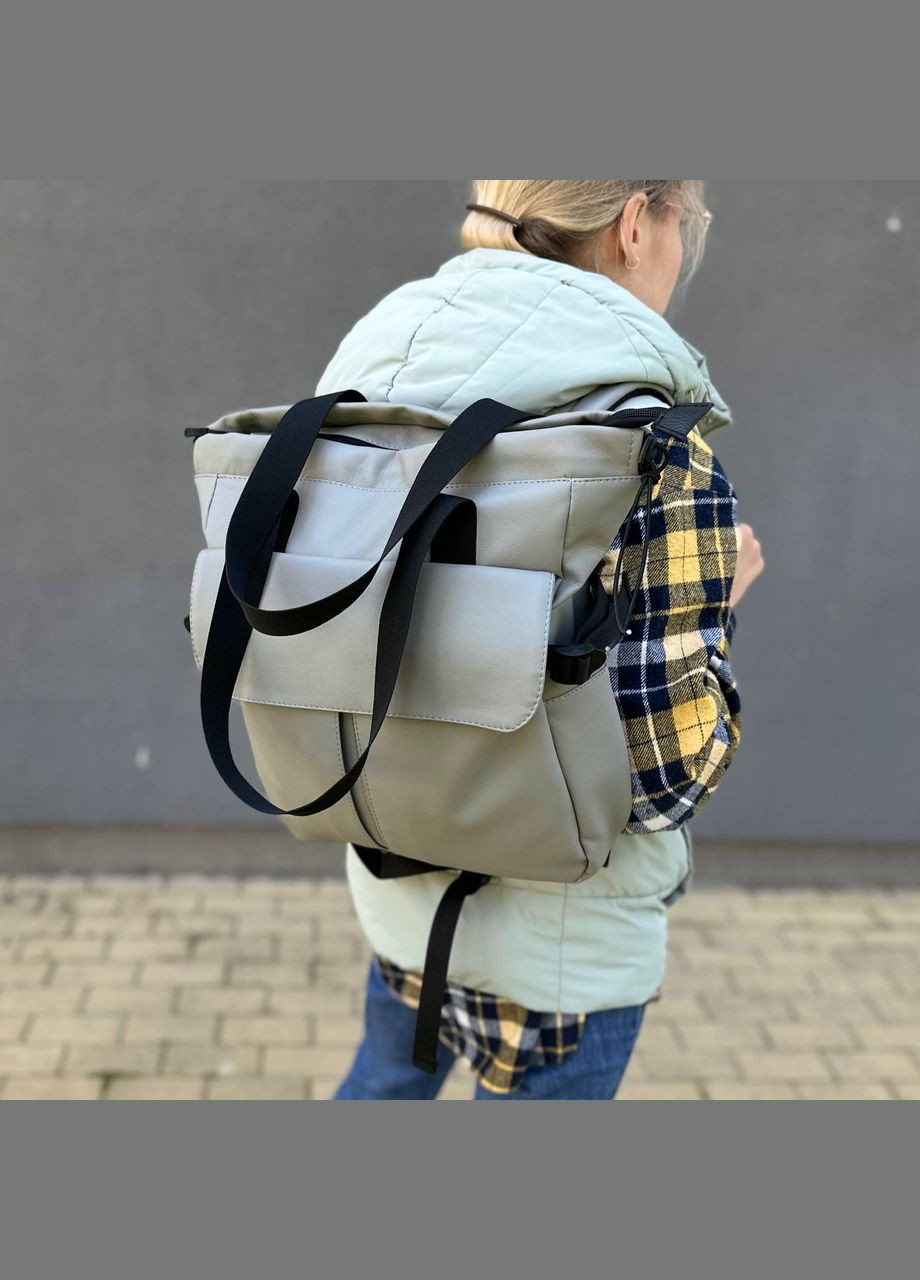 Сумка рюкзак жіноча сірий колір молодіжна шопер No Brand (294057619)