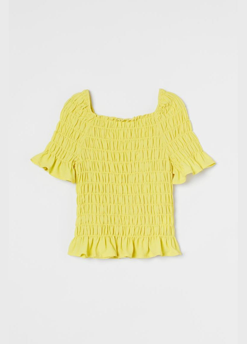 Желтая однотонная блузка H&M летняя