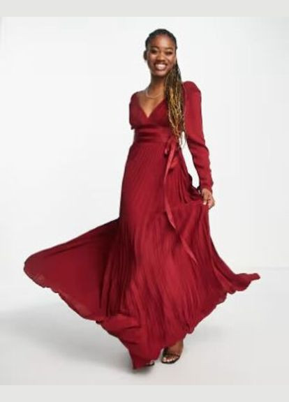 Вишневое коктейльное платье Asos однотонное