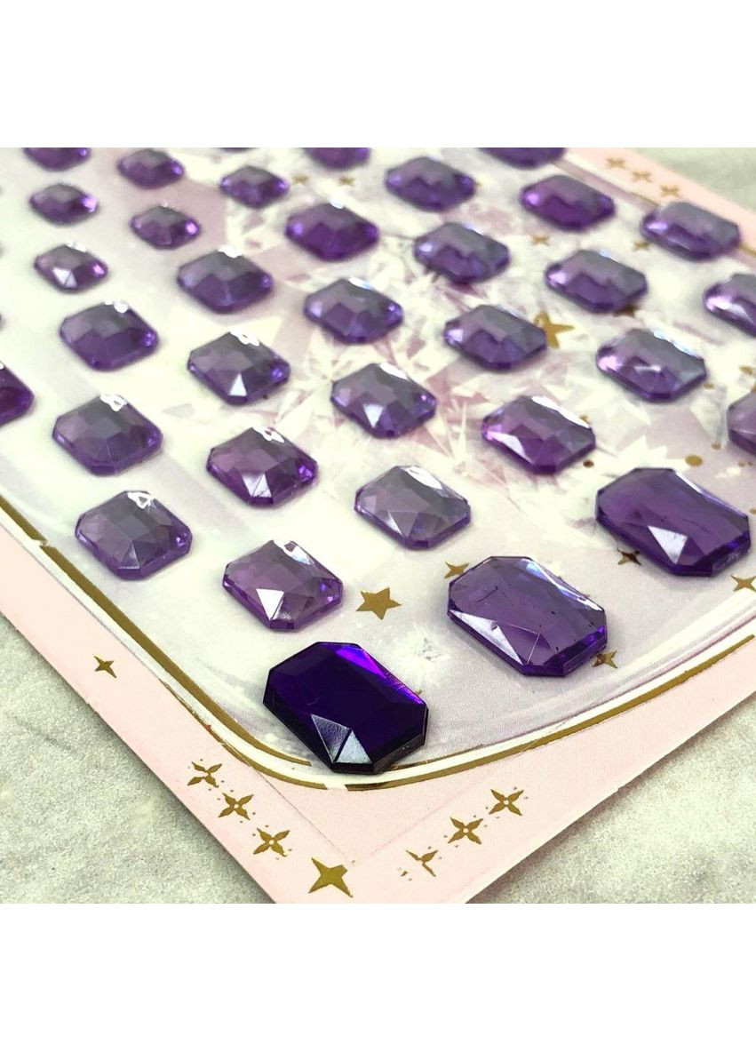 Стразы наклейки для декора на планшетке 10х26 см - лиловые камешки. Plus-plus (353393291)