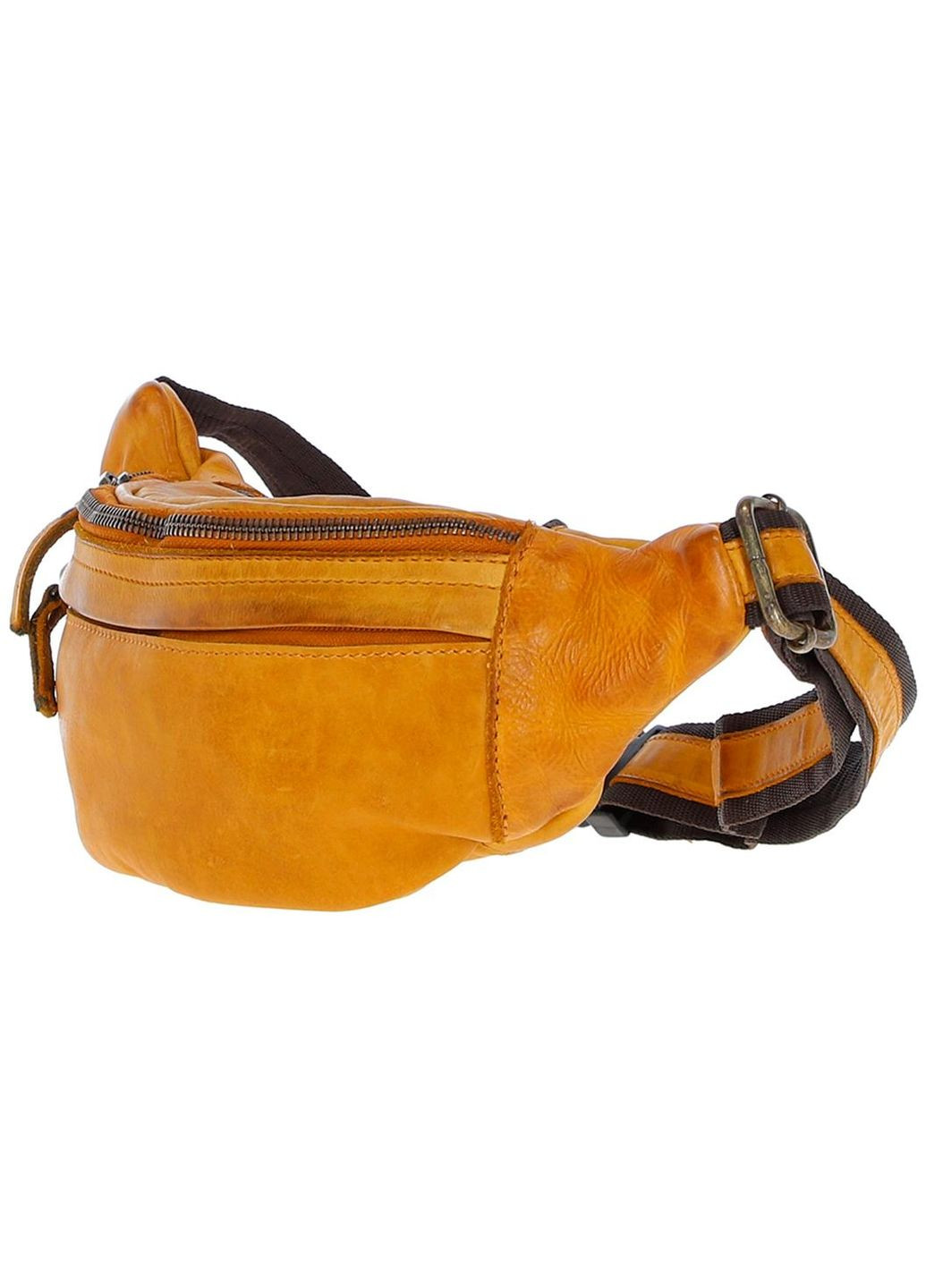 Чоловіча шкіряна сумка на пояс бананка через плече для телефону та для документів маленька Жовтий 38394 Ashwood (352165896)