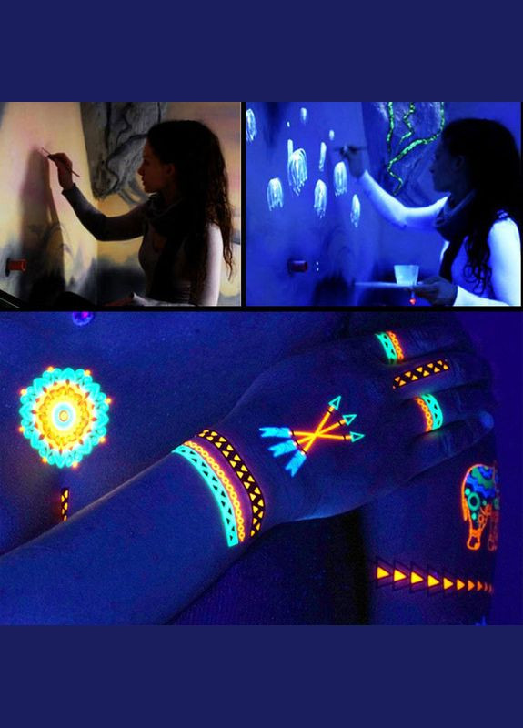 Неоновий грим для обличчя Paint Glow, аквагрим набір 6 кольорів, аквагрим, тюбіки 10 мл PRC (328262982)