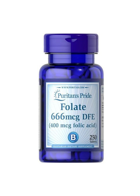 Харчова добавка Фолієва кислота Puritan's Pride Folate 666 mcg DFE (Folic Acid 400 mcg), 250 таблеток Puritans Pride (365842912)