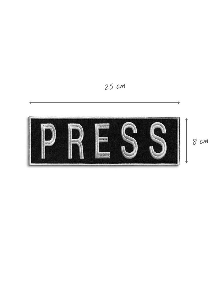 Шеврон нашивка на липучці для журналістів PRESS ПРЕСА, вишитий патч 8х25 см IDEIA (275869806)