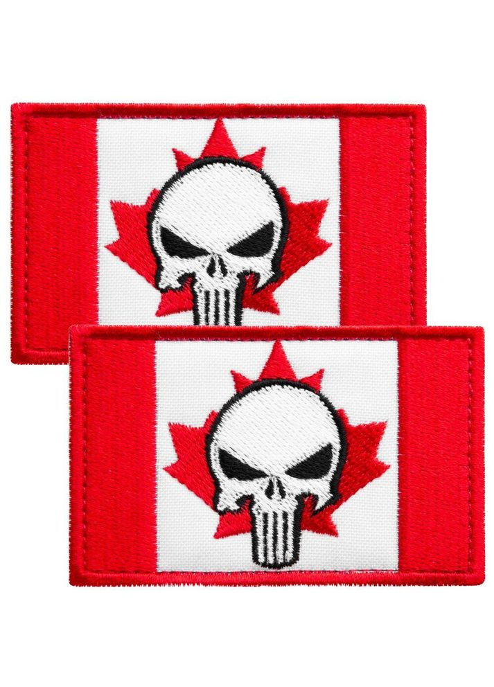 Набір шевронів 2 шт з липучкою Череп Карателя на Прапорі Канади 5х8 см вишитий патч нашивка Канада Каратель Punisher IDEIA (291451419)