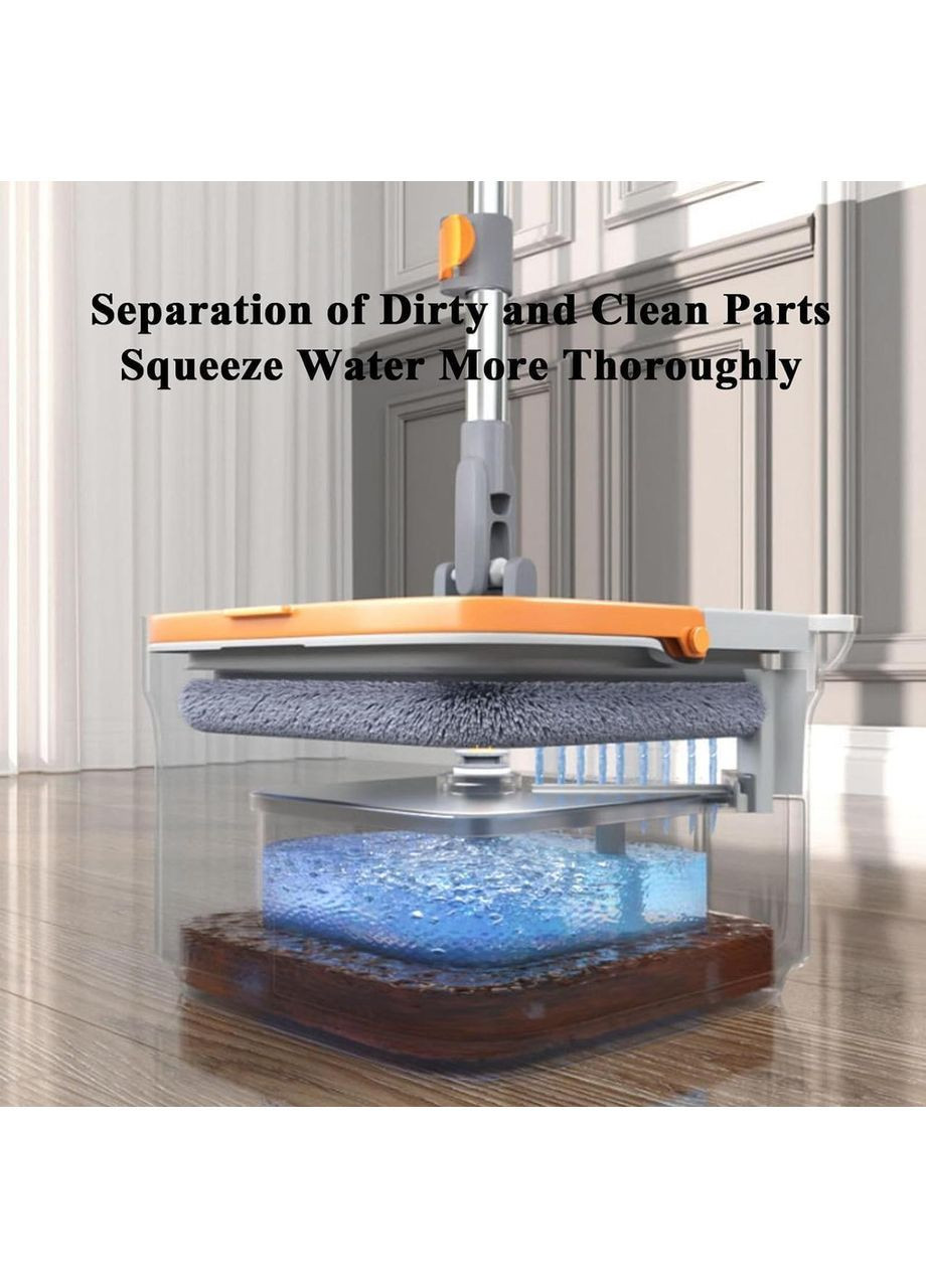 Швабра с бесконтактным отжимом и ведром 5,8 л, Серая/Швабра с самоотжимом для мытья полов No Brand (367624948)