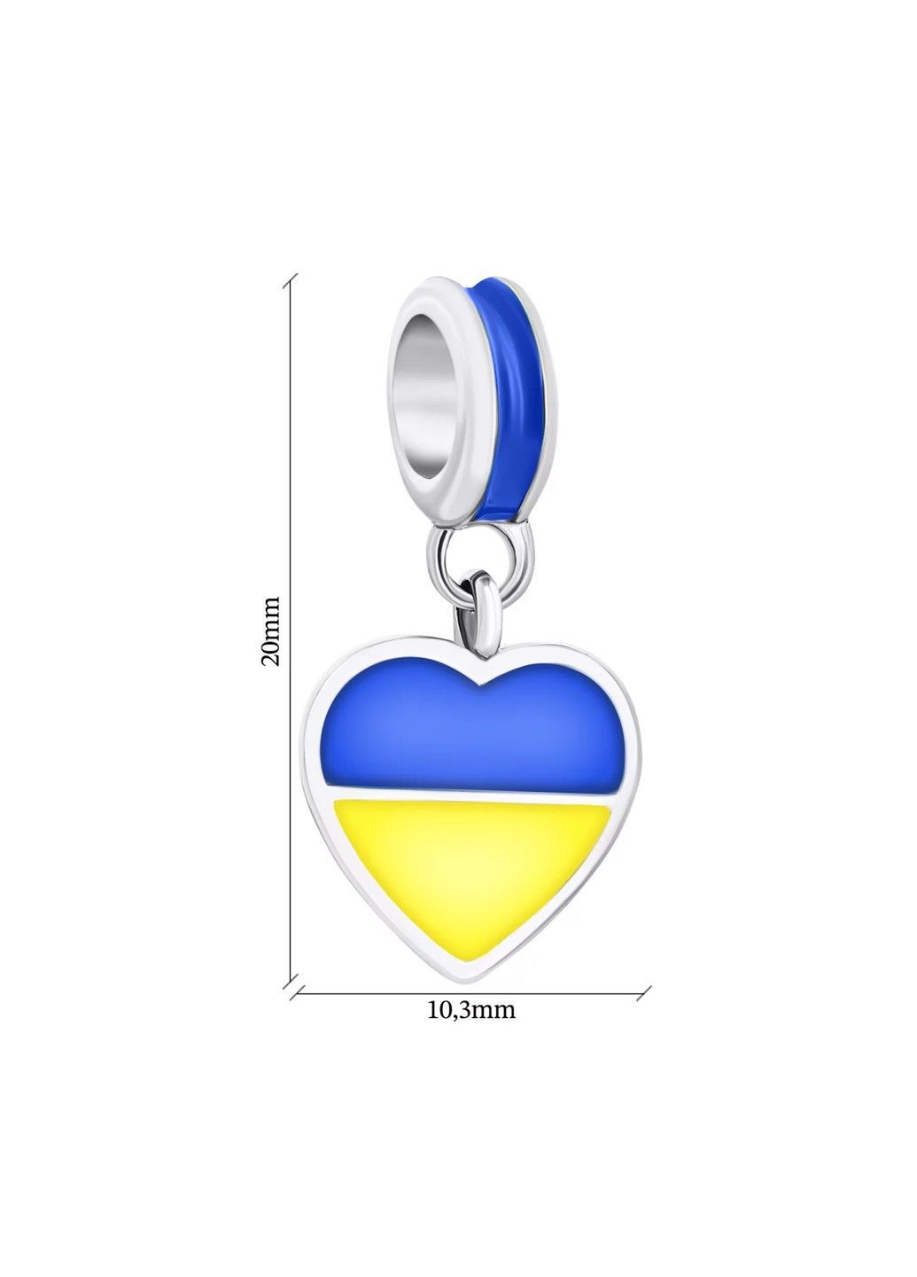 Серебряная подвеска "Украина в Сердце" с эмалью UMAX (290851783)