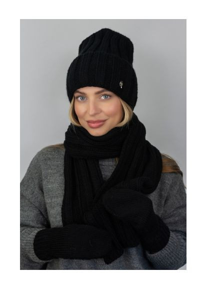 Жіночий комплект «Сновела», шапка, шарф, рукавички об'ємний візерунок Braxton (369378884)