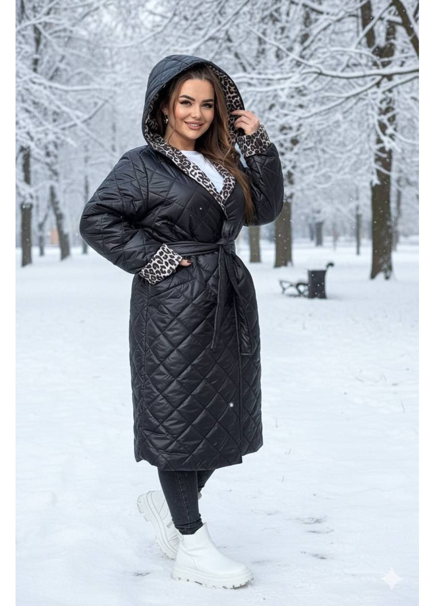 Чорне демісезонне Пальто жіноче стьобане оверсайз Style Point