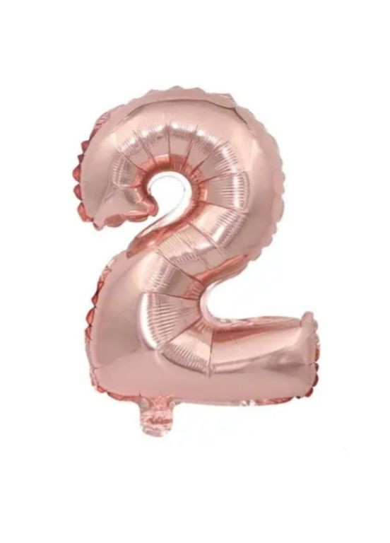 Шарик цифра 2 фольгированная 32 дюйма розовое золото Jannet кулька (333682370)