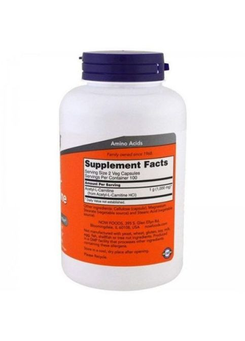 Acetyl-L-Carnitine 500 mg 200 Veg Caps Now Foods (362418761)
