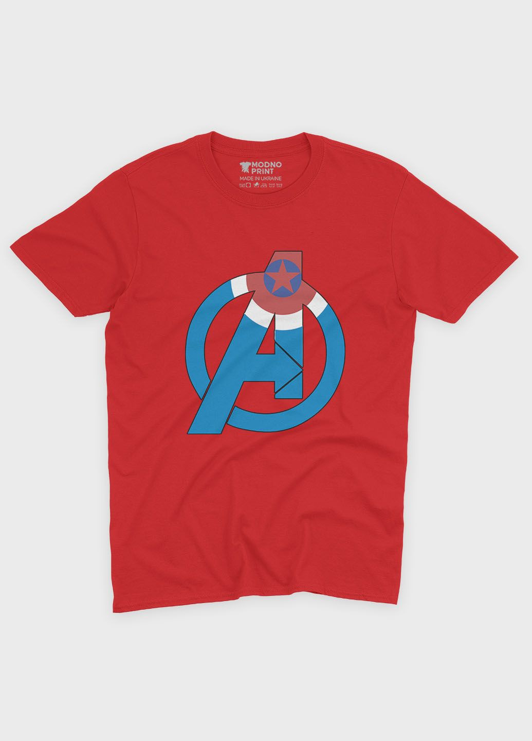 Красная демисезонная футболка для мальчика с принтом супергероя - капитан америка (ts001-1-sre-006-022-012-b) Modno