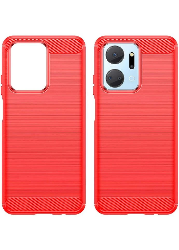 Чохол Carbon Fiber для Honor X7a Red Lenuo (361903418)