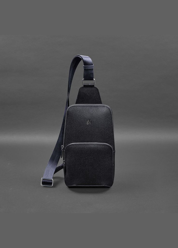 Шкіряний чоловічий рюкзак (сумка-слінг) на одне плече синій Saffiano (A-027955) BlankNote (328444630)