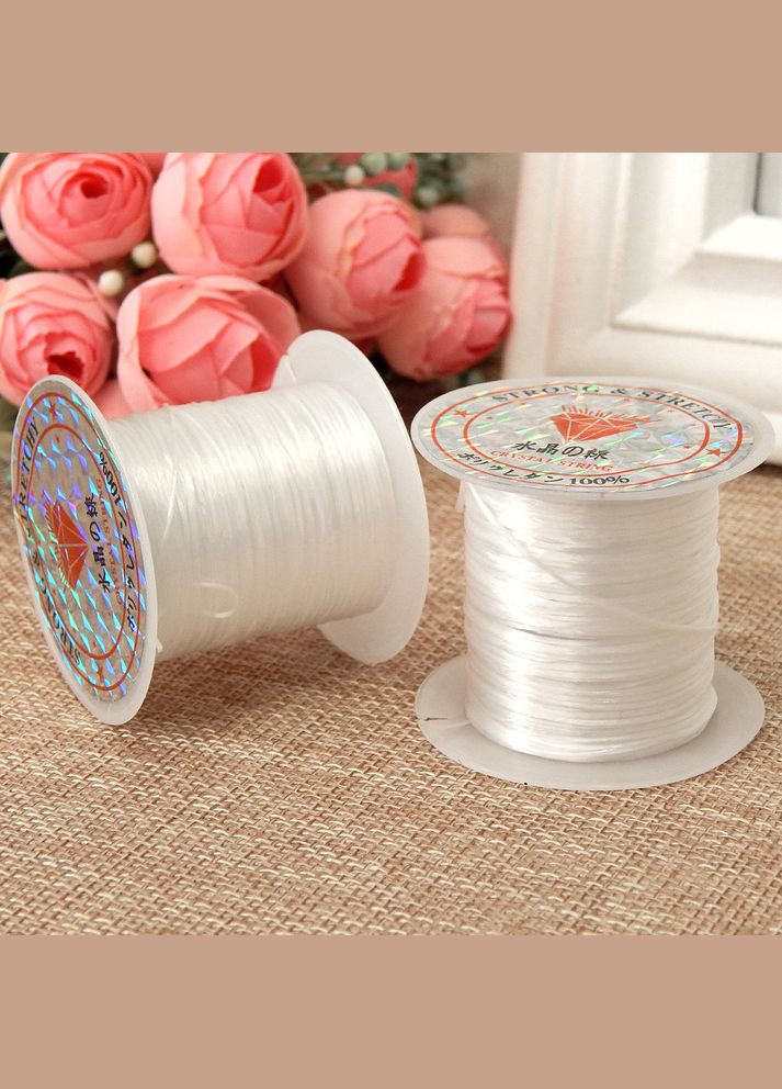 Нитка силіконова (гумка), плоска, 1 мм, прозора, 8,5 м No Brand (341731186)