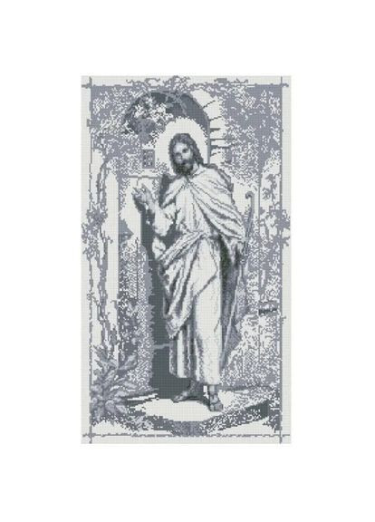 Алмазна мозаїка Ікона Ісус стукає в двері в сірих кольорах 40х70 см SS812 ColorArt (292145723)
