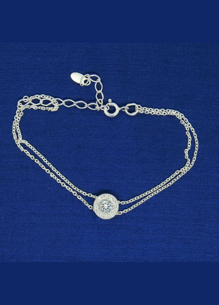 Серебряный двойной браслет "Камушек" с фианитами No Brand (350667456)