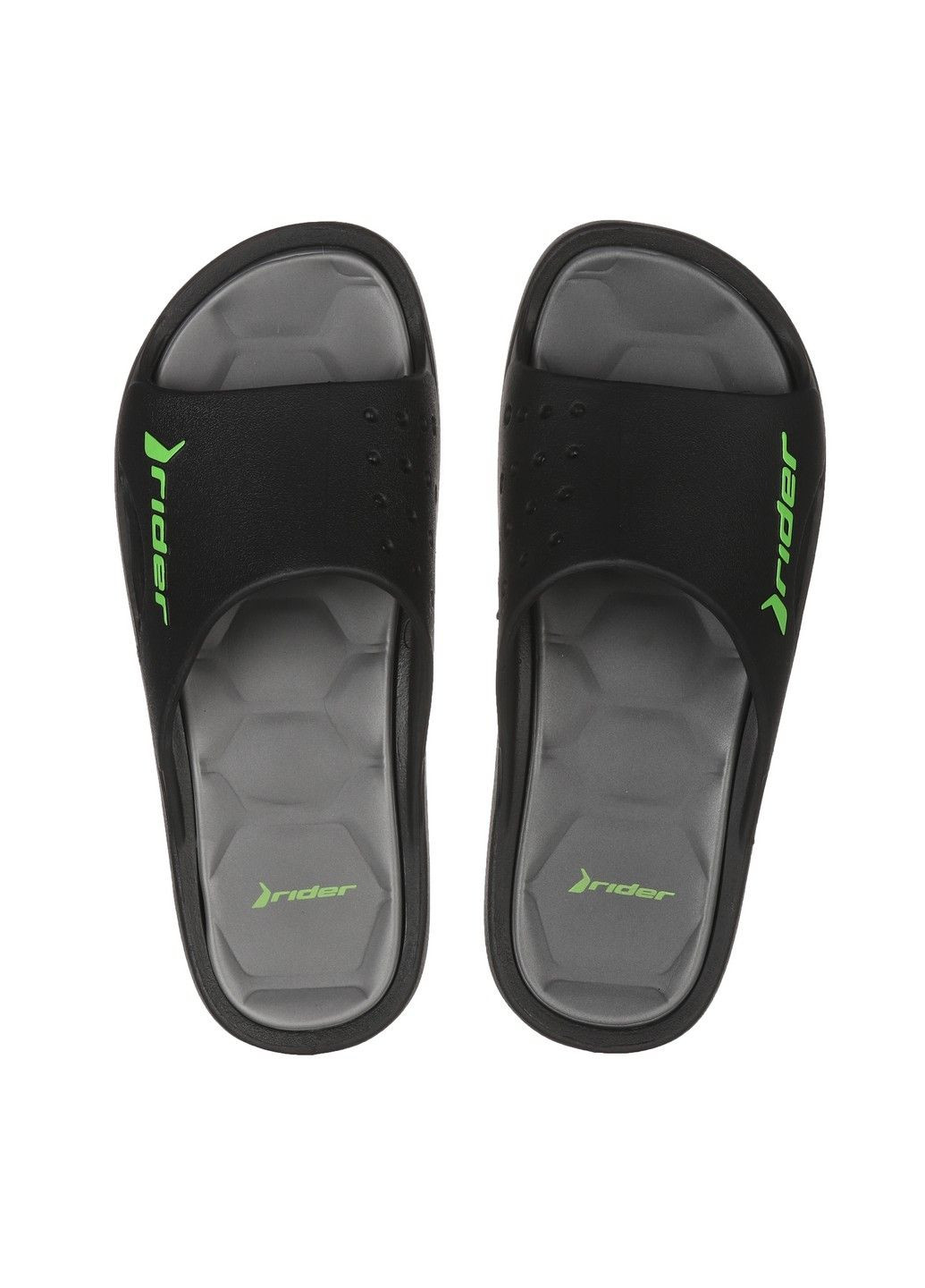 Черные повседневные шлепанцы из резины для мужчин Rider