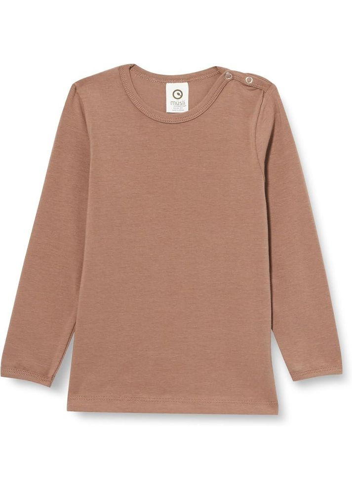 Кофейный демисезонный повседневный лонгслив Green Cotton однотонный