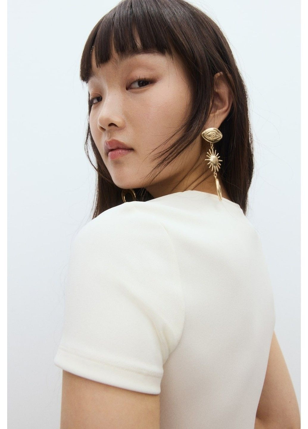 Жіноча трикотажна футболка-топ Н&М (58215) XS Молочна H&M - (323765713)