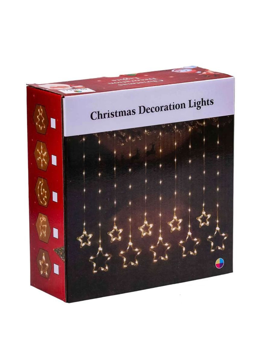 Гирлянда-штора Звезды и елки размер 3*0,9 м 10 фигур, синий GarlandoPro 1733070BL No Brand (357226732)