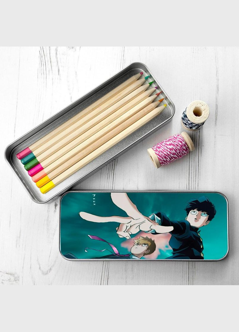 Пенал школьный для мальчика и девочки металлический Моб Психо #012 7*18 см Silver No Brand (309159311)