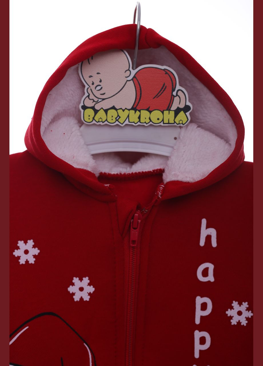 Человечек на флисе с принтом Новый Год красный 62 см (44657) BABYKROHA (297199526)