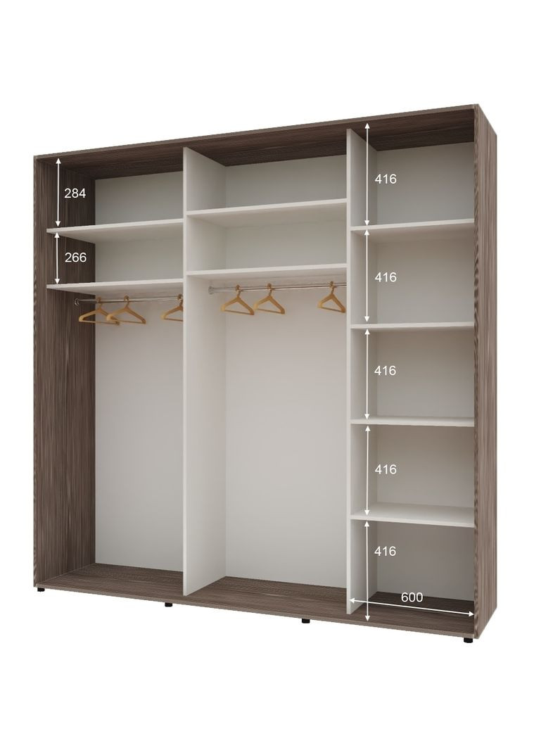 Шкаф-купе трехдверный Комфорт Мебель 230*60*220 см Трюфель ДСП + Зеркало + ДСП Стандарт Комфорт Меблі (360434837)