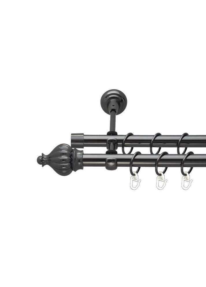 Карниз Таджа металлический двухрядный открытый гладкая труба Оникс 19\19 мм 300 см (00-00014960) ORVIT (300283758)