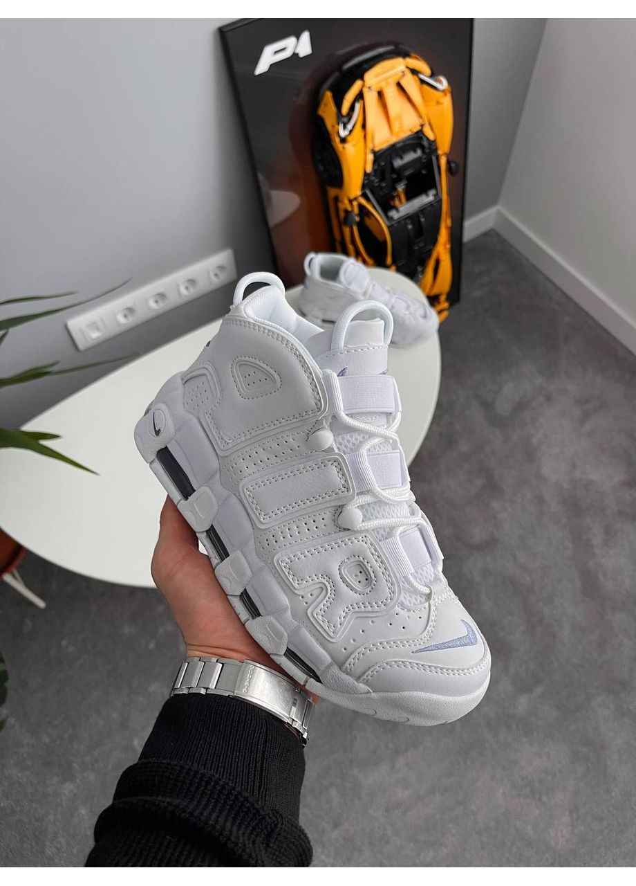 Белые демисезонные кроссовки мужские nike air more uptempo white | найк аир мор уптемпо белые No Brand