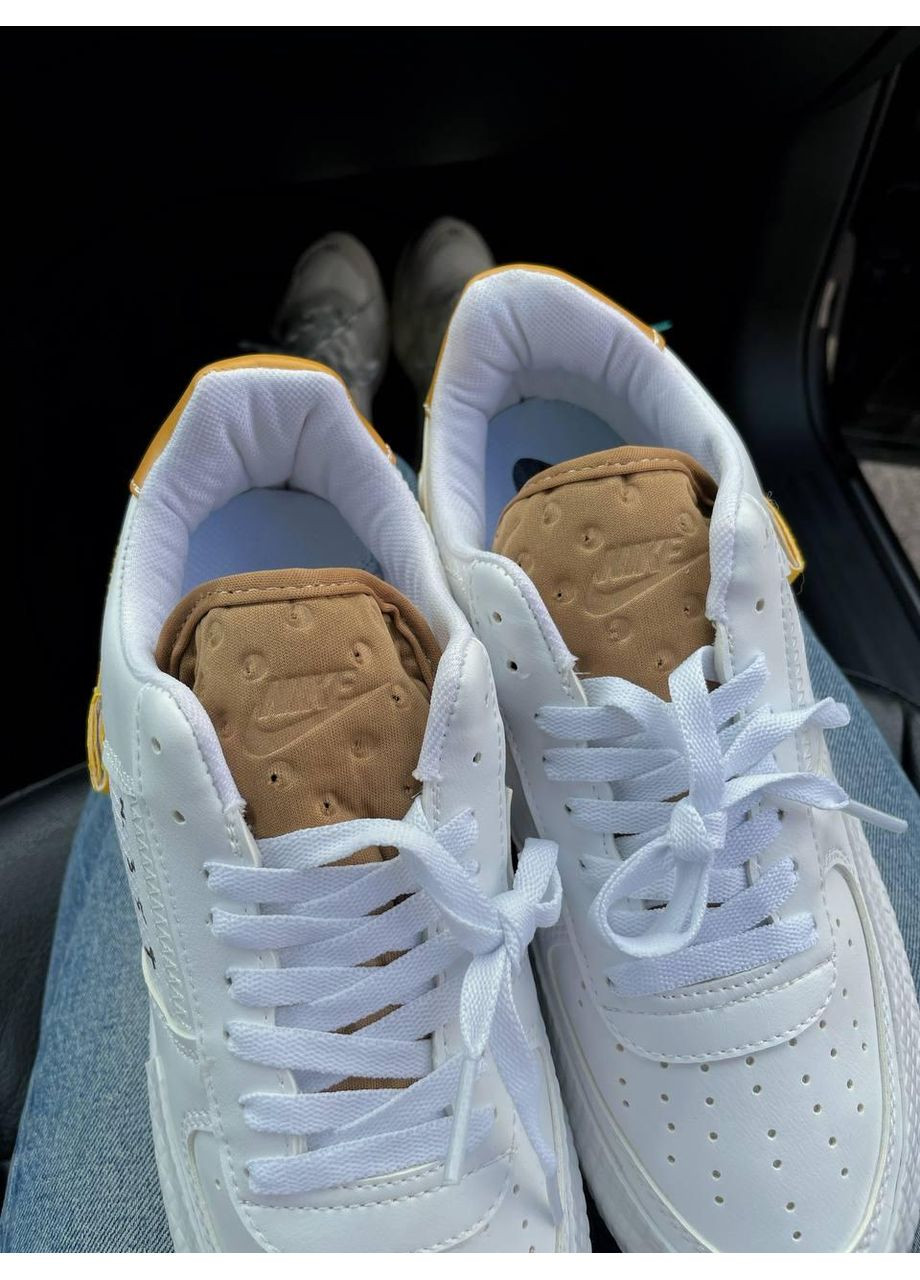 КРОССОВКИ ЖЕНСКИЕ NIKE AIR FORCE 1 TYPE 354 WHITE ORANGE НАЙК АИР ФОРС 1 ПРЕМИУМ No Brand белые демисезоны (368858120)