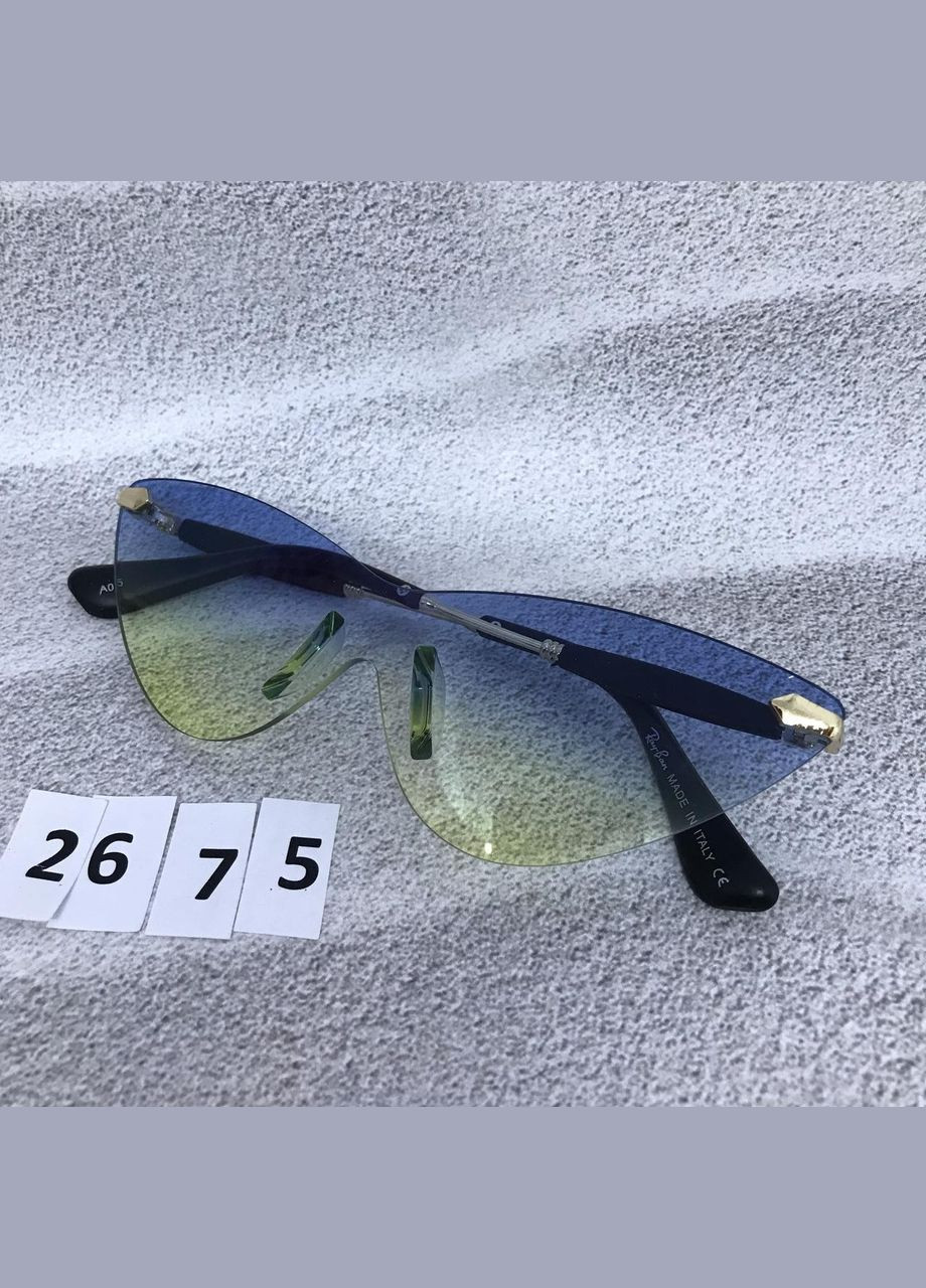 Стильні сонцезахисні окуляри без оправи синьо-жовті No Brand (302370757)